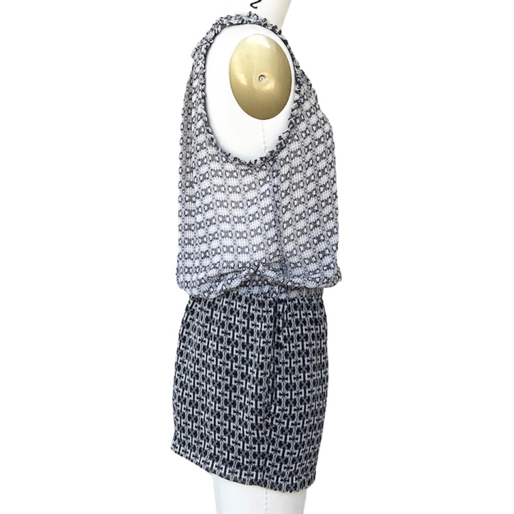 Zara Basic Geometric Cinched Waist Sheer Romper O… - image 2